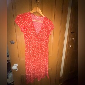 Merona Coral Leaf Print Midi Dress